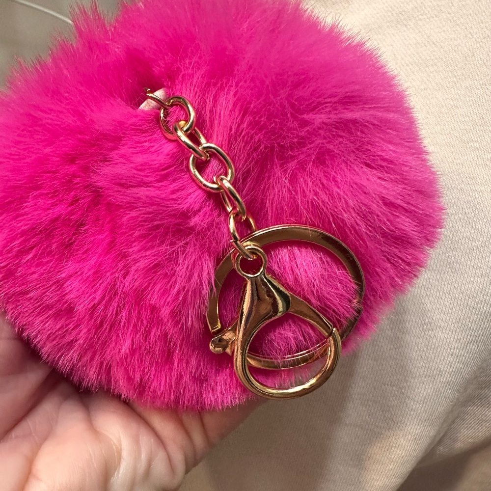 Pink Fur Keychain bag charm Accessory